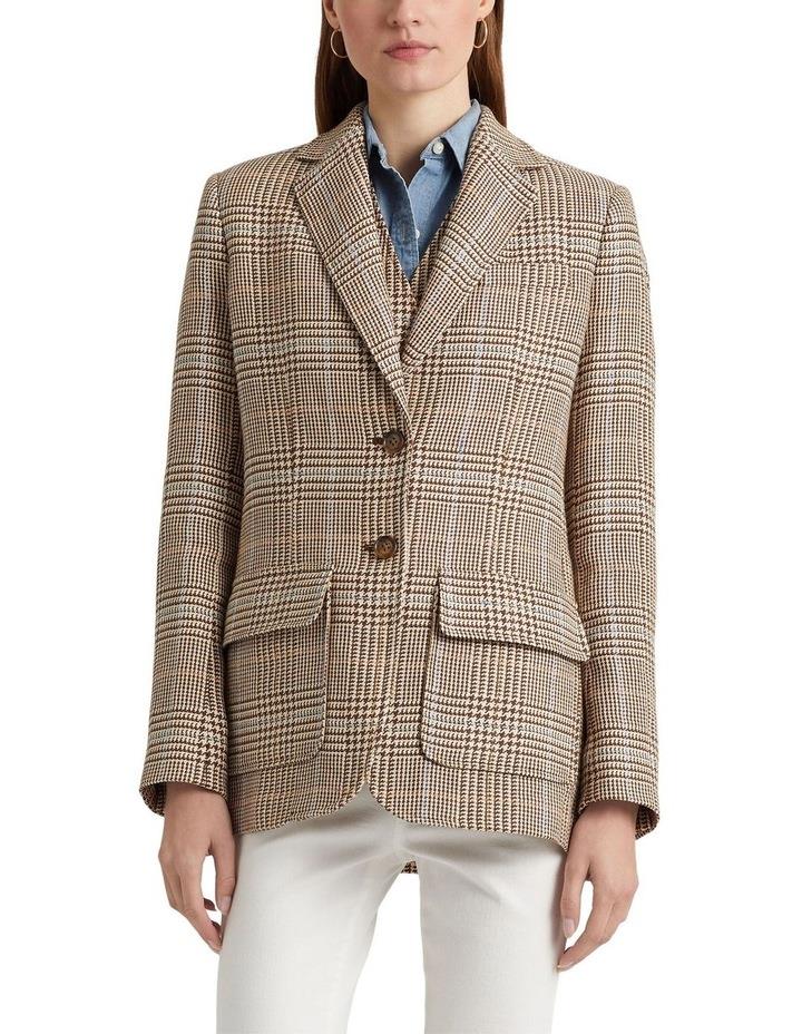 Lauren Ralph Lauren Plaid Linen-Cotton Tweed Blazer in Brown US 00/ AU 2