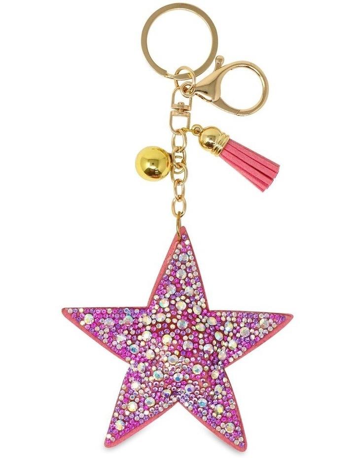 Pink Poppy Star Jewelled Bag Charm in Pink One Size