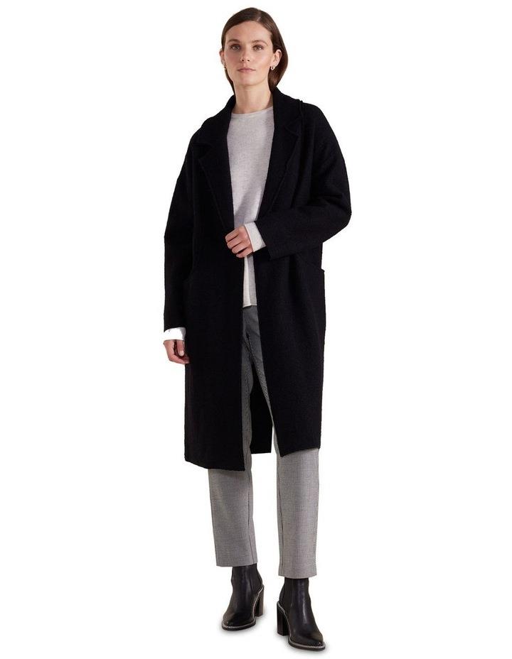 Marco Polo Long Sleeve Boiled Wool Coat in Black S