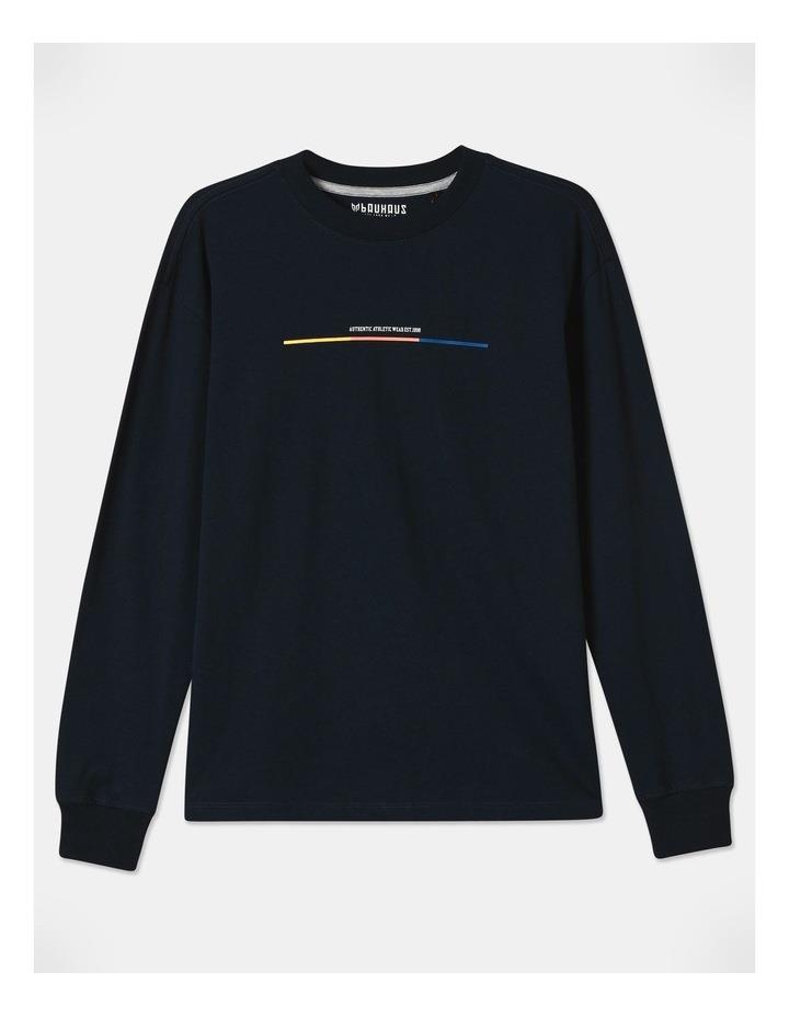 Bauhaus Long Sleeve Print tee With Cuff in Navy 14