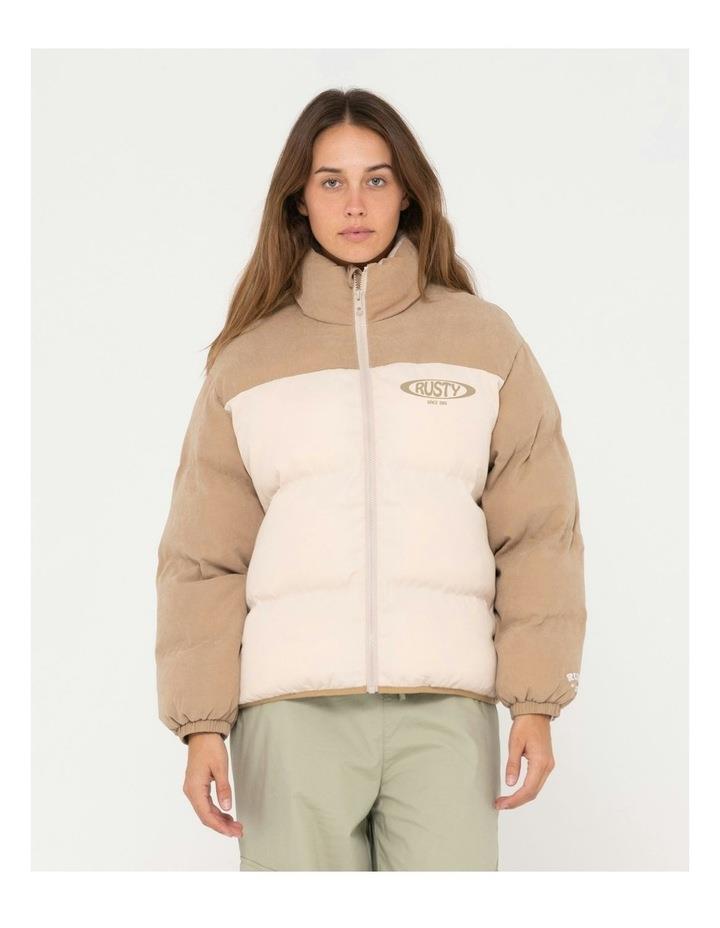 Rusty Tilly Zip Thorugh Contrast Puffer Jacket in Natural 6