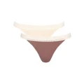 Sloggi Go Ribbed Tanga Brief 2 Pack in Brown Light Brown XS