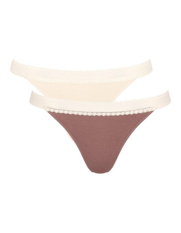 Sloggi Go Ribbed Tanga Brief 2 Pack in Brown Light Brown S