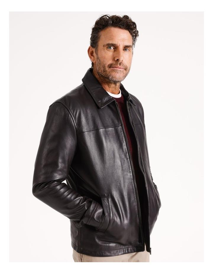 Reserve Harold Regular Collar Leather Jacket in Chocolate M