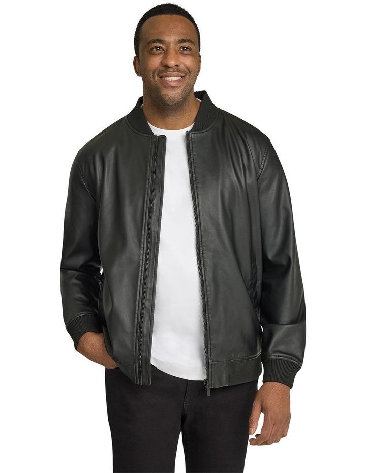 Johnny Bigg Curtis Faux Leather Bomber in Black 3XL