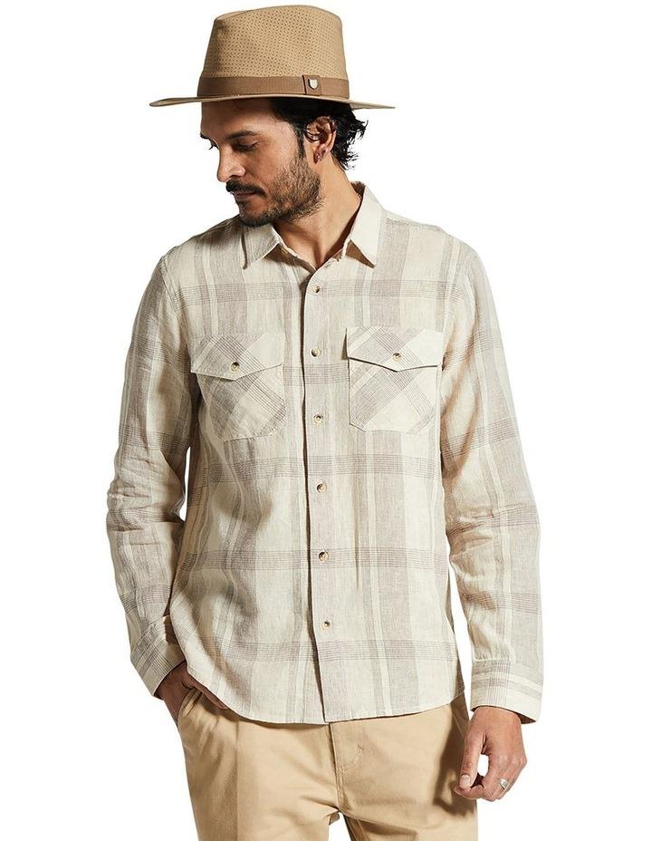 Brixton Memphis Linen Blend Long Sleeve Shirt in Whitecap Cream XL
