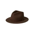 Brixton Messer Packable Fedora Hat in Dark Earth Dark Brown XS