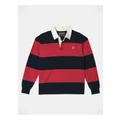 Bauhaus Long Sleeve Knit Rugby Shirt in Red 8
