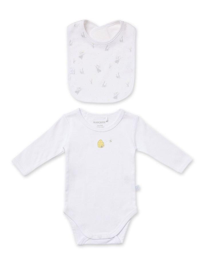 Marquise Bodysuit and Bib 2 Piece Set in Duck and Bee White 000