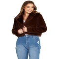 Sass Xanthe Cropped Fur Jacket in Brown Chocolate 8