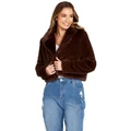 Sass Xanthe Cropped Fur Jacket in Brown Chocolate 10