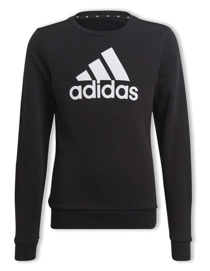 adidas Essentials Big Logo Cotton Sweatshirt in Black/White Black 9-10
