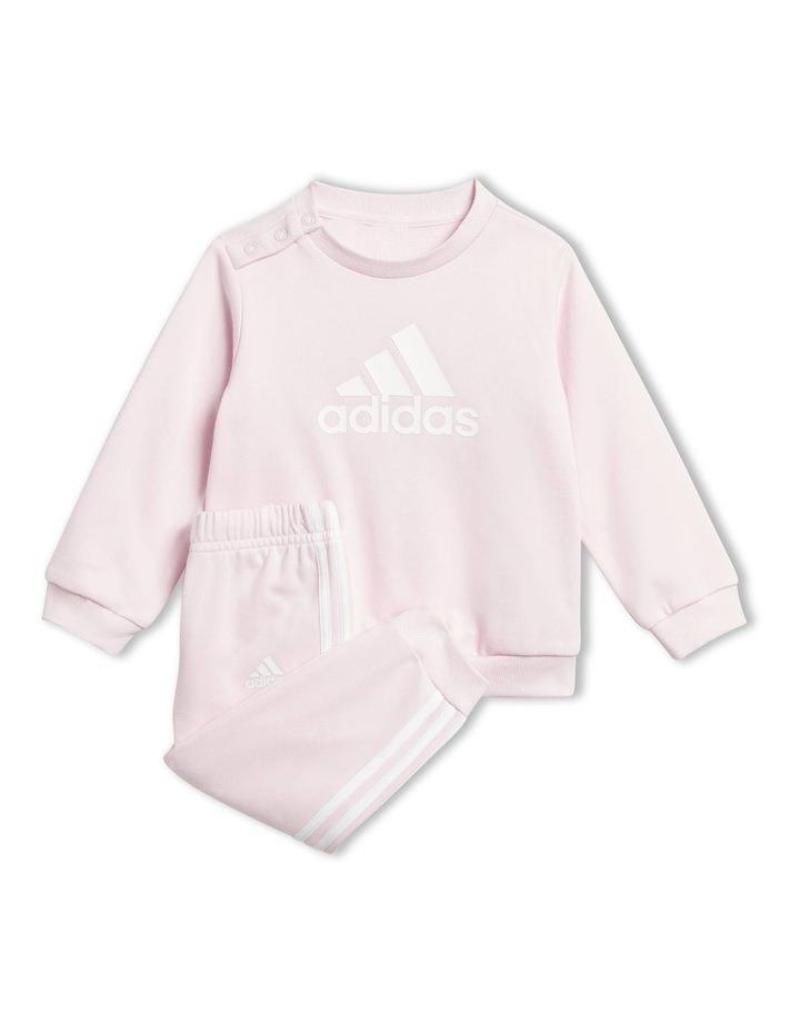 adidas Badge of Sport French Terry Jogger in Clear Pink/White Pink 9-12 Months