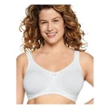 Naturana Wide Strap Wirefree Cotton Bra With Lace in White 12B