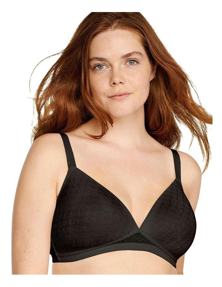 Naturana Houndstooth Pattern Seamless Wirefree Bra in Black 10A