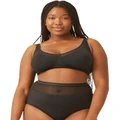 Naturana Comfortable Wide Strap Wirefree Bra With Mesh in Black 10C