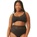 Naturana Comfortable Wide Strap Wirefree Bra With Mesh in Black 24DD