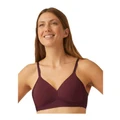 Naturana Side Smoothing Soft Cup Wireless Padded Bra in Burgund Purple 12A