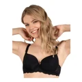 Naturana Seamless Padded Underwire T-shirt Bra With Lace Straps in Black 10B