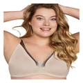 Naturana Moulded Soft Cup Wirefree Bra With Satin Trim in Light Beige Natural 12B