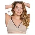 Naturana Moulded Soft Cup Wirefree Bra With Satin Trim in Light Beige Natural 14C