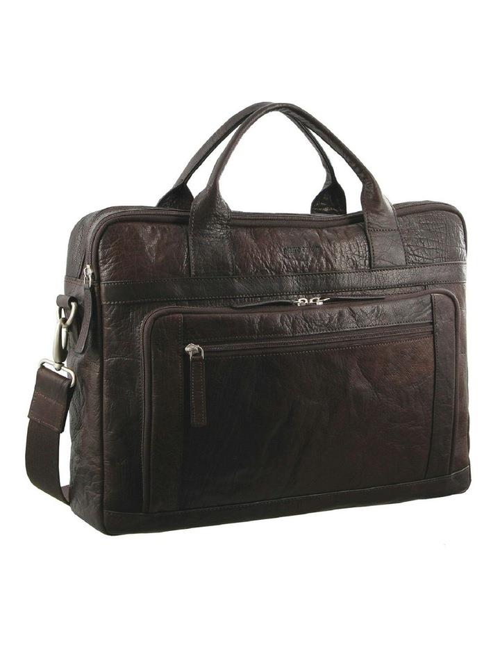 PIERRE CARDIN Rustic Leather Computer/Business Bag in Brown Dark Brown