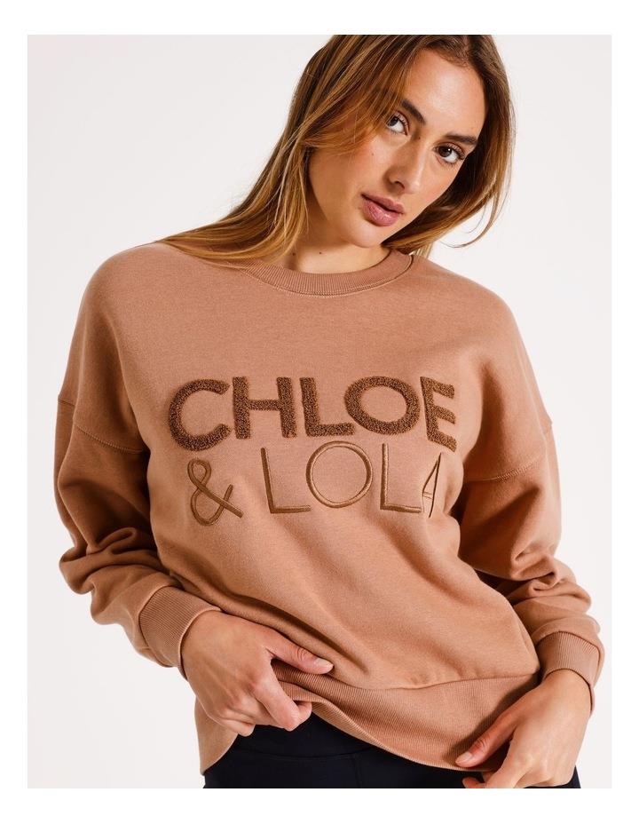 Chloe & Lola Crew Long Sleeve Top in Tan XS
