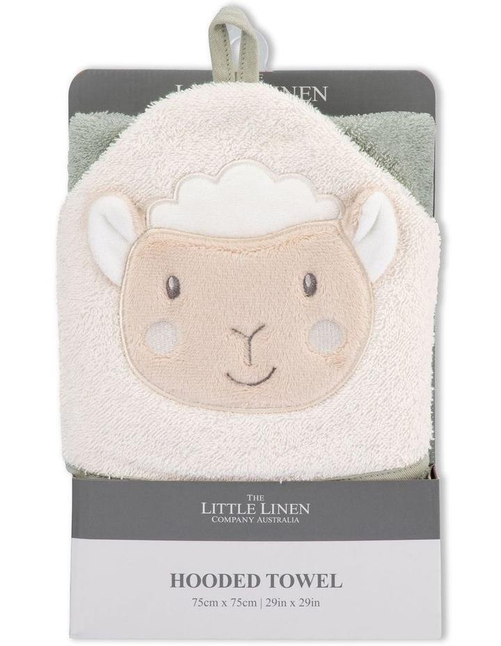 The Little Linen Company Character Farmyard Lamb Hooded Towel in Green One Size
