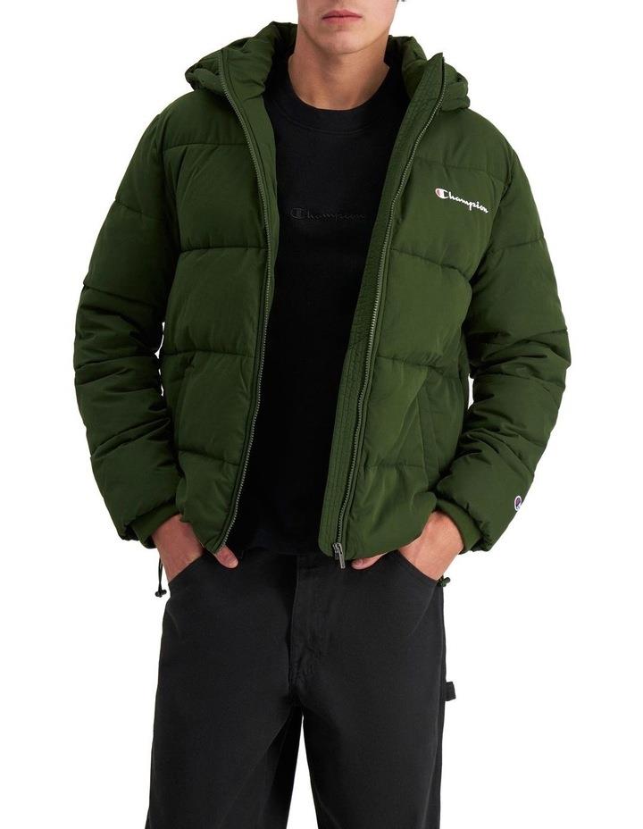 Champion Rochester Athletic Puffer Jacket in Young Night Green S