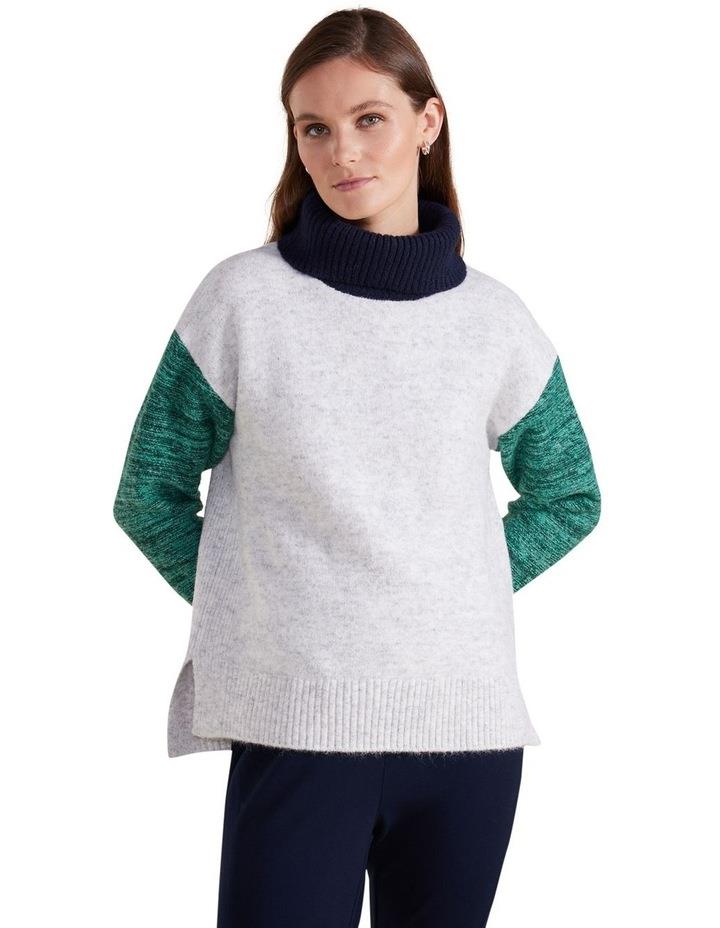 Marco Polo Colour Block Sweater in Heather Grey L