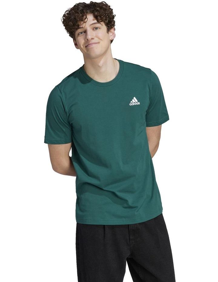 Adidas Essentials Single Jersey Embroidered Small Logo T-shirt in Collegiate Green S