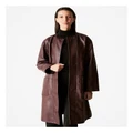 Trenery Leather Pocketed Classic Coat in Pinot Noir Red M