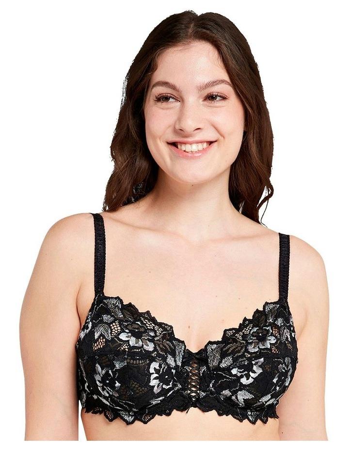Sans Complexe Arum Gala Wired Full Cup Lace Bra in Black Grey White Black 12DD