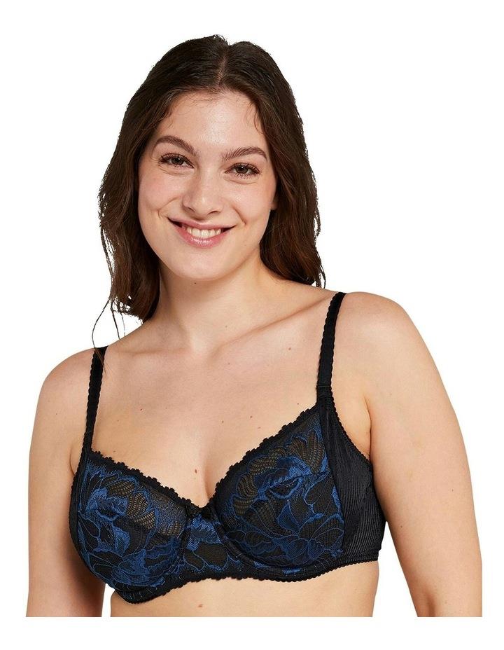 Sans Complexe Capucine Wired Two-Tone Lace Bra in Black/Blue Black 12C