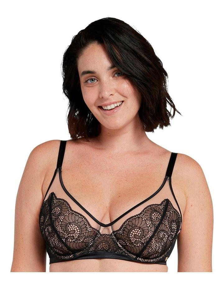 Sans Complexe Serena Wired Tulle and Lace Plunge Bra in Black/Nude Black 10D