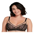 Sans Complexe Serena Wired Tulle and Lace Plunge Bra in Black/Nude Black 12E