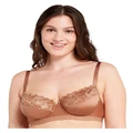 Sans Complexe Arum Gloss Wired Half Cup Longline Bra with Lace in Mocha Mousse Mocha 12DD