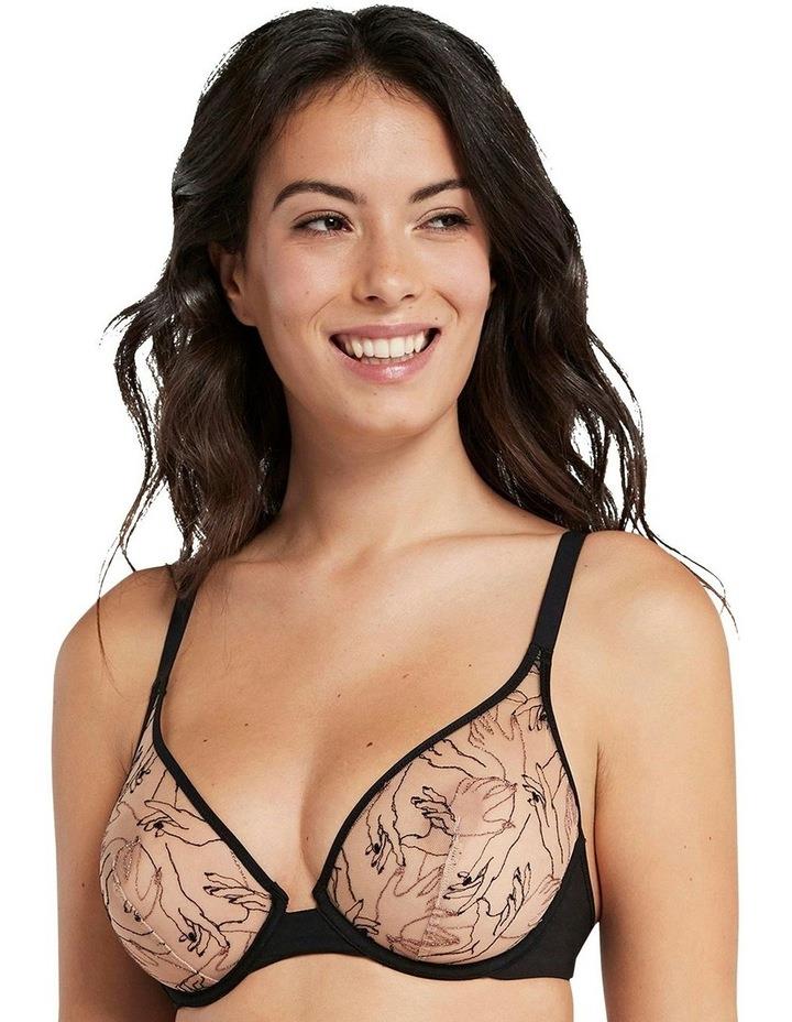 Sans Complexe Tamara Embroidered Tulle Wired Plunge Bra in Coloured Hands Pattern Assorted 10C