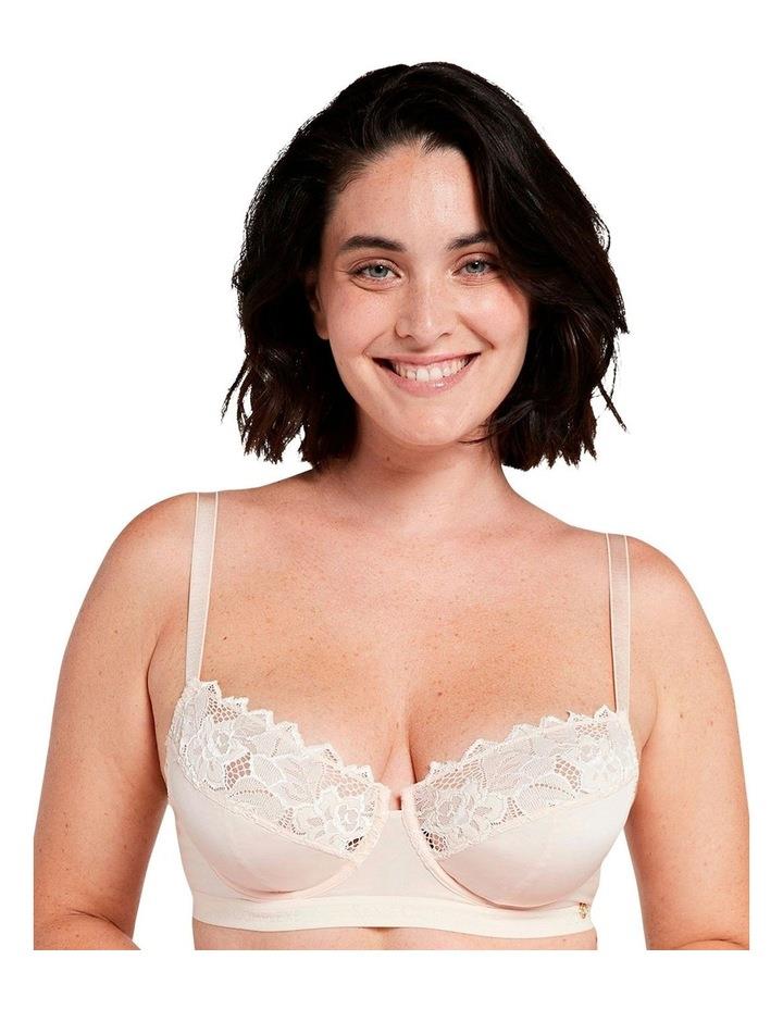 Sans Complexe Arum Gloss Wired Half Cup Longline Bra with Lace in Powder Ivory 16D