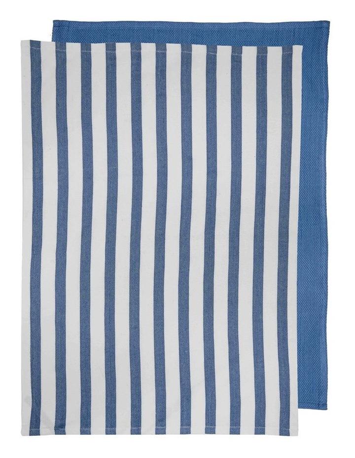 Ladelle Raya Cotton Bamboo 2pk Kitchen Towel in Blue Assorted