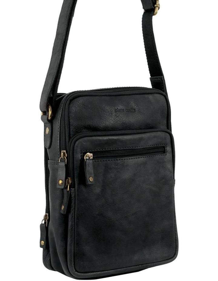 PIERRE CARDIN Rustic Leather Cross-Body Bag in Black