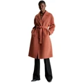 CALVIN KLEIN Df Wool Belted Wrap Coat in Orange Brt Orange S