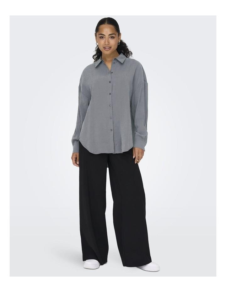 ONLY Iris Long Sleeve Satin Shirt in Grey Plum XL