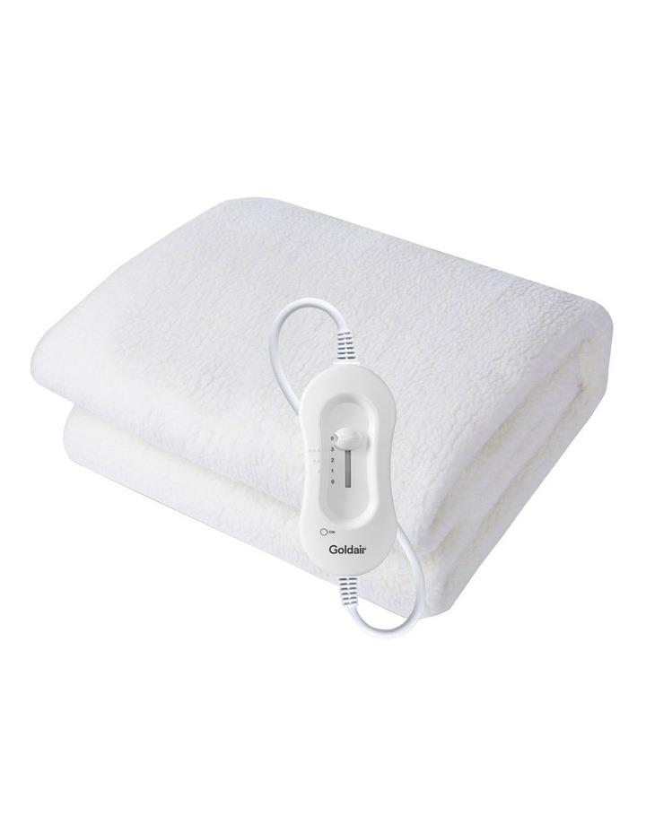 Goldair Fleece Top Electric Queen Blanket in White Queen Bed
