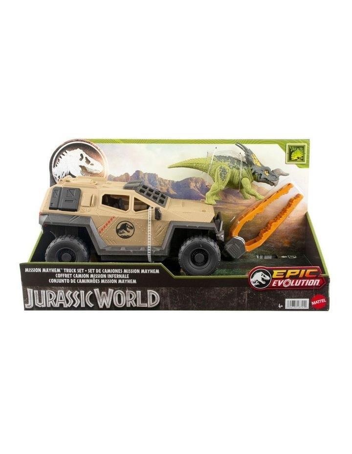 Jurassic World Mission Mayhem Truck and Dinosaur Action Figure Toy Set in Multi Assorted