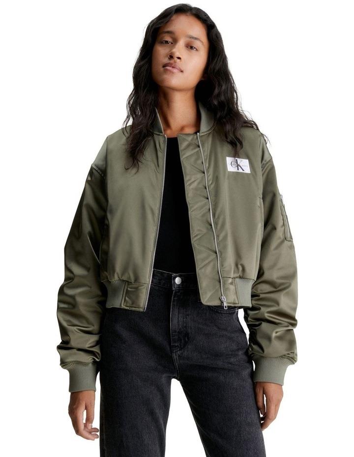 Calvin Klein Jeans Satin Bomber Jacket in Dusty Olive XS