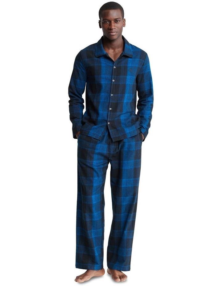 Calvin Klein Pure Flannel Sleep Pant in Gradient Check Black Blue S