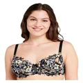 Sans Complexe Background Floral Print Arum Mosaic Underwired Balconette Lace Bra in Black 20D