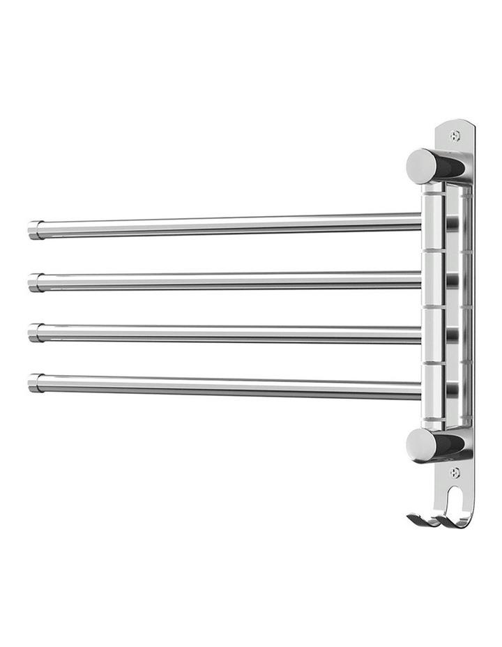 Devanti Towel Rail Rack Holder 4 Bars Wall Mounted Stainless Steel Swivel Hanging Hook Silver