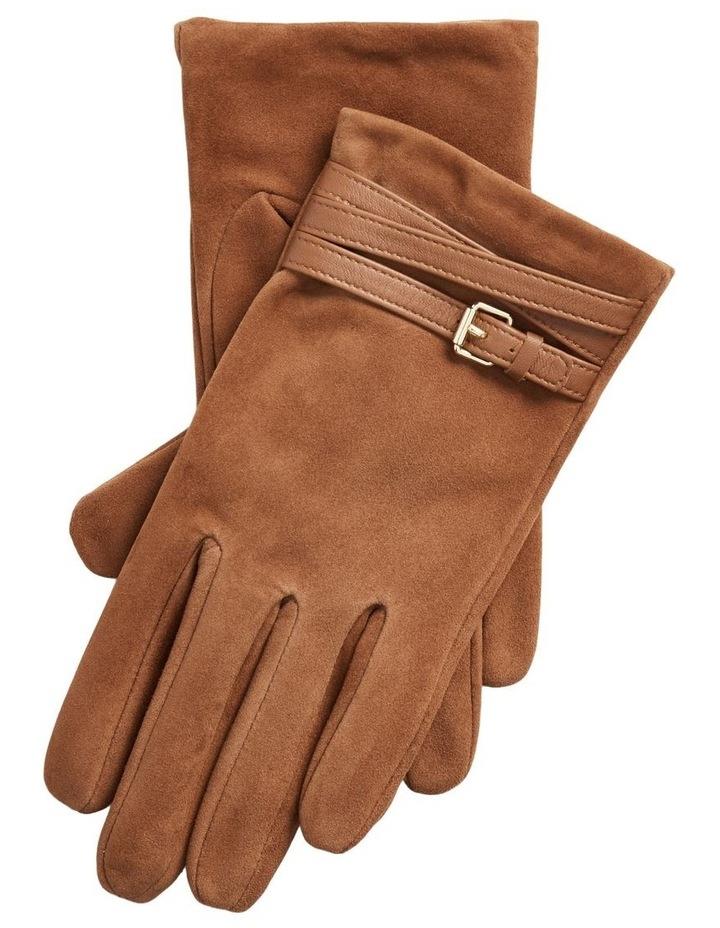Lauren Ralph Lauren Leather-Trim Sheep-Suede Gloves in Brown M